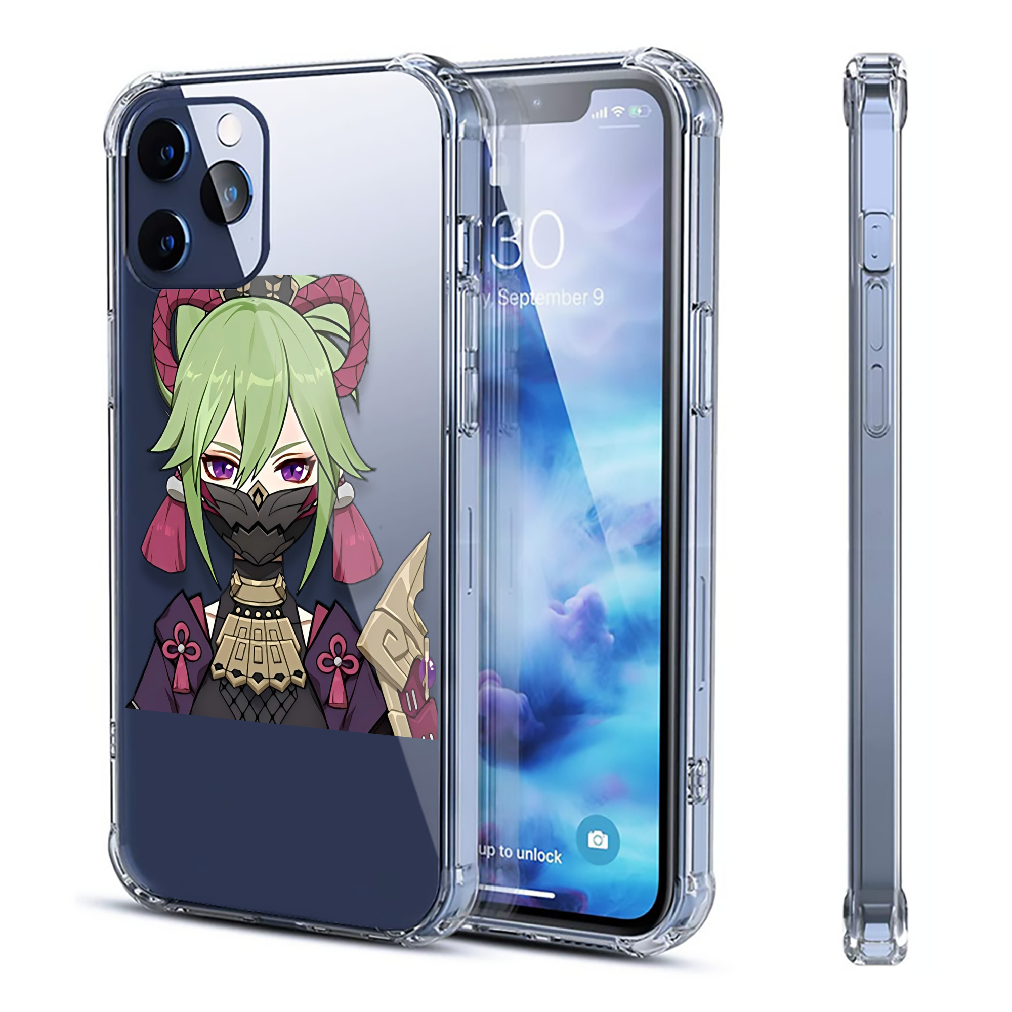 げんし神  久岐忍 くき しのぶ genshin Kuki Shinobu 【iPhone 12シリーズ対応】透明スマホケース（クリアソフトケース）